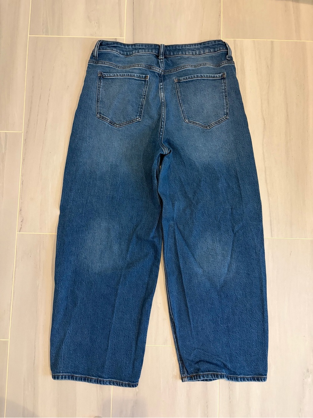 Quince Bella Stretch Barrel Jeans - Medium Blue Size 32 - Picture 5 of 9